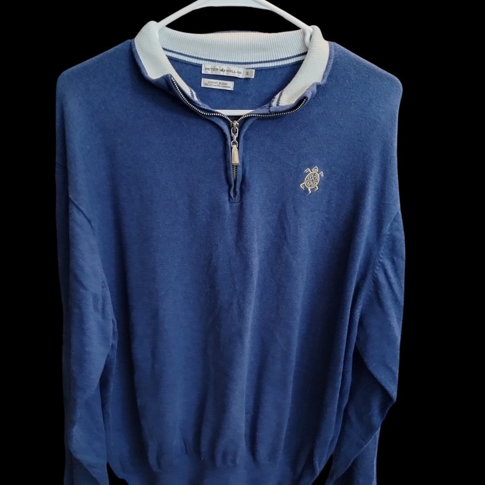 Men's Peter Millar Blue Half-Zip Sweater